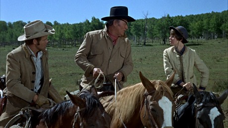 True Grit (1969) Rooster, Mattie, and LeBeouf.